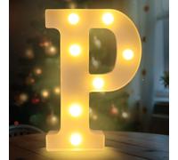 Fancysky Letras Luminosas de 22 cm, Letras LED, Ideales para Propuestas de Matrimonio, Festivales, Fiestas y Otros Entornos para Crear un Ambiente Romántico y Cálido (P)