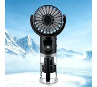 Fancysky Mini Ventilador de Mano, Ventilador Portátil Recargable con Pulverizador de Agua, 4 Velocidades, Cabezal Ajustable 180°, Pulverizada Enfriamiento para Oficina, Escuela, Viajes (Negro)