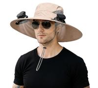 Fancysky Sombrero con Ventilador, Gorra con Ventilador, 3 Velocidades de Viento Ajustables, È Dotata di Due Ventole Solari, Il Che Rende Adatta per La Pesca, Le Escursioni e i Lavori All'Aperto(Caqui)