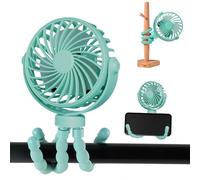 Fancysky Ventilador Portátil para Cochecito,Ventilador USB de Trípode Silencioso Multifunción 3 Velocidade Rechargeable 360° Rotate Flexible Tripod Para Silla de Paseo,Escritorio,Cuna (Azul)