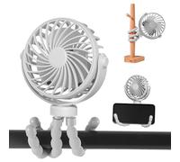 Fancysky Ventilador Portátil para Cochecito,Ventilador USB de Trípode Silencioso Multifunción 3 Velocidade Rechargeable 360° Rotate Flexible Tripod Para Silla de Paseo,Escritorio,Cuna (Blanco)