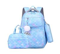FANDARE 3 en 1 Mochila Infantiles y Escolares para Adolescentes y Mujer Casual con Bolsa de Almuerzo & Estuche Azul