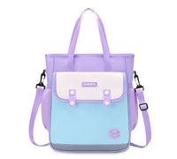 FANDARE 3 en 1 Mochilas Infantiles Bolso Bandolera Bolso de Mano Color-Blocking Mochila Escolar Adolescentes British Style Mochila Colegio Mochila Instituto Niñas Mochila Casual Mujer Azul Morado