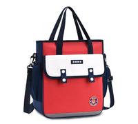 FANDARE 3 en 1 Mochilas Infantiles Bolso Bandolera Bolso de Mano Color-Blocking Mochila Escolar Adolescentes British Style Mochila Colegio Mochila Instituto Niñas Mochila Casual Mujer Azul Rojo