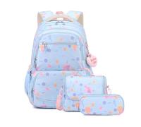 FANDARE 3 en 1 Mochilas Infantiles con Bolsa de Almuerzo & Estuche Escolar Juveniles niña niño Mochila Escolar Reflectantes Mochila de Colegio Adolescentes Primaria Secundaria Instituto Azul Claro