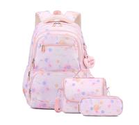 FANDARE 3 en 1 Mochilas Infantiles con Bolsa de Almuerzo & Estuche Escolar Juveniles niña niño Mochila Escolar Reflectantes Mochila de Colegio Adolescentes Primaria Secundaria Instituto Rosa
