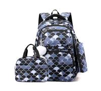 FANDARE 3 en 1 Mochilas Infantiles Mochilas Escolares Adolescentes Mochila Colegio Mochila Instituto Mochila Casual Mujer Casual Mochila Instituto con Bolsa de Almuerzo & Estuche Negro