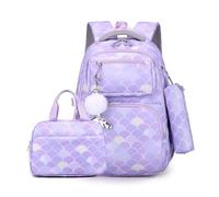 FANDARE 3 en 1 Mochilas Infantiles Mochilas Escolares Adolescentes Mochila Colegio Mochila Instituto Mochila Casual Mujer Casual Mochila Instituto con Bolsa de Almuerzo & Estuche Púrpura