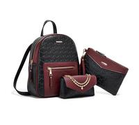 FANDARE 3 Piezas Bolsos Mochila para Mujer Mochilas con Bolsa para Las Axilas Muñeca Bolso de Mano Bandolera Cartera de Cuero PU Bolso de Hombro Bandolera Escolar para Trabajo Viajes Negro Marrón