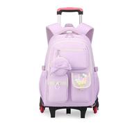 FANDARE 35L Mochila con Ruedas 2 en 1 Mochila Carrito Universitaria Compartimento Ordenador 15.6 Pulgadas Ruedas Tejido Oxford Impermeable Ideal para Colegio Viaje Morado Claro