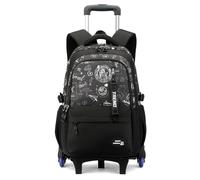FANDARE 35L Mochila con Ruedas Desmontable 2-en-1 Bolsas Escolares estudiantes Maleta rolling 6 ruedas para portátil Equipaje de mano Daypacks mochila de viaje Estrella Grafiti negro
