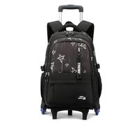 FANDARE 35L Mochila con Ruedas Desmontable 2-en-1 Bolsas Escolares estudiantes Maleta rolling 6 ruedas para portátil Equipaje de mano Daypacks mochila de viaje Estrella negra de cinco puntas