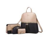FANDARE 4 Piezas Borla Bolsos de Mano Bolsos Mochila Mujer con Bolso Bandolera Clutch Bag Billetera PU Cuero Cartera Bolsa Hombro Señora Tote Shopper Mensajero Trabajo Crossbody Bag Oro negro