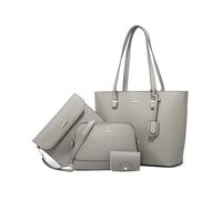 FANDARE 4 Piezas Elegante Bolsos de Mano Mujer con Bolso Bandolera Clutch Bag Billetera PU Cuero Cartera Bolsa Hombro Cruzado Señora Tote Shopper Mensajero Trabajo Viajar Crossbody Bag gris