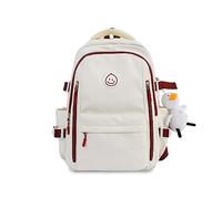 FANDARE Adolescentes Mochilas Tipo Casual Estudiante Mochila Escolar Mochilas de Marcha Mujeres Hombre Bolsas Escolares Bolsos de Trabajo Urbana versátil Viaje Casual School Bag Blanco Rojo