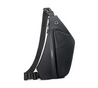 FANDARE Ampliable Bolsos Cruzados Deporte Bandolera para Mujer Bolso de Hombro Sling Crossbody Bag Hombre Bolsa Pecho organizado PU Cuero Bolso Crossbody Negro Izquierda