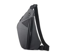 FANDARE Ampliable Bolsos Cruzados Deporte Bandolera para Mujer Bolso de Hombro Sling Crossbody Bag Hombre Bolsa Pecho organizado PU Cuero Bolso Crossbody Gris Derecha