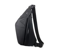 FANDARE Ampliable Bolsos Cruzados Deporte Bandolera para Mujer Bolso de Hombro Sling Crossbody Bag Hombre Bolsa Pecho organizado PU Cuero Bolso Crossbody Negro Derecha