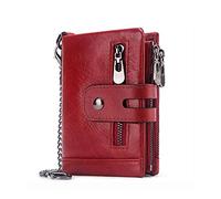 FANDARE Anti-Robo Billetera con RFID Hombre Mujer Cartera para Estilo Plegable Monedero Billetera de Cuero con Bolsillo para Monedas y Crédito Tarjetas Ranuras ID Crédito Rojo
