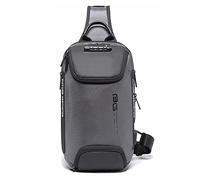 FANDARE Anti-Robo Bolso Pecho Hombre Bolsos Cruzados con USB Bandoleras Cruzada Sling Crossbody Bag Mochilas Bolsas de automoción para Viaje Deportes Ciclismo Montañismo Impermeable Poliéster Gris