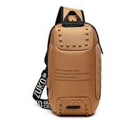 FANDARE Anti-Robo Bolsos Cruzados Bolsa de Pecho Bandoleras Cruzada con USB Negocio Sling Bag Impermeable para Hombre Mujer Colegio Viaje Ciclismo Hiking Camping Marrón