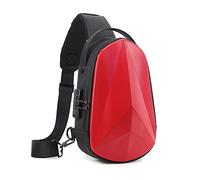 FANDARE Anti-Robo Bolsos Cruzados Bolsa de Pecho Bandoleras Cruzada con USB Sling Bag Impermeable para Hombre Mujer Colegio Viaje Ciclismo Hiking Camping Aptitud Daypacks Rojo