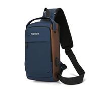 FANDARE Antirrobo Bolsa Bandolera Mochila Cruzada Hombre Bolso Cruzado con USB Hombre Bolsa de Pecho Gran Capacidad Crossbody Sling Bag para Viajes Ciclismo Trabajo Senderismo Sling Bag Azul Oro