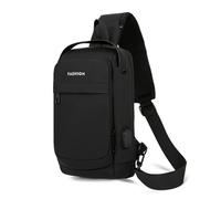 FANDARE Antirrobo Bolsa Bandolera Mochila Cruzada Hombre Bolso Cruzado con USB Hombre Bolsa de Pecho Gran Capacidad Crossbody Sling Bag para Viajes Ciclismo Trabajo Senderismo Sling Bag Negro
