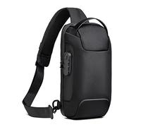 FANDARE Antirrobo Bolso Hombro Bolsa de Pecho Bandoleras Cruzada con USB Bandolera Bolsos Bandolera para Hombres Mujer Escolar Senderismo Viaje Multibolsillos Sling Crossbody Bag Poliéster Negro
