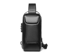 FANDARE Antirrobo Bolsos Cruzados Bolsa de Pecho Bandoleras Cruzada con USB Negocio Sling Bag Impermeable Estilo de Autos Deportivos para Hombre Colegio Viaje Multibolsillos Mochila Negro A