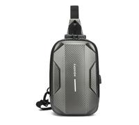 FANDARE Antirrobo Bolsos Cruzados EVA Impermeable Bolso Bandolera Hombro con USB Chico Bolso de una Sola Correa Ciclismo Bolso Mensajero Bolso de Pecho Senderismo Bolso asimétrico Sling Bag Gris