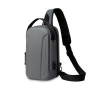 FANDARE Antirrobo Bolsos de Hombro Cruzados Apertura de 180 Grados Bandolera Urbana práctica Riñonera Bolso Pecho organizado Bolso Crossbody Funcional con USB Impermeable Sling Bag Gris