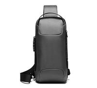 FANDARE Bandolera Antirrobo Unisex con Puerto de Carga USB, Bolsa de Pecho Impermeable para Senderismo Ciclismo Running Viajes, Mochila Bandolera para Hombre y Mujer Gris