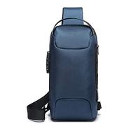 FANDARE Bandolera Antirrobo Unisex con Puerto de Carga USB, Bolsa de Pecho Impermeable para Senderismo Ciclismo Running Viajes, Mochila Bandolera para Hombre y Mujer Azul