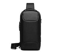 FANDARE Bandolera Antirrobo Unisex con Puerto de Carga USB, Bolsa de Pecho Impermeable para Senderismo Ciclismo Running Viajes, Mochila Bandolera para Hombre y Mujer Negro