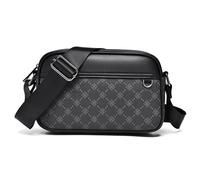 FANDARE Bandolera Grande de PVC Cuero para Hombre y Mujer - Bolso Horizontal Negro