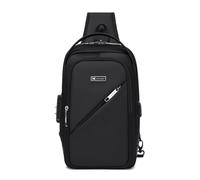 FANDARE Bandolera Pecho Hombre Mujer Bolso Pecho Viaje con USB 10.5" Tableta Impermeable Multibolsillos Bandolera Antirrobo con Candado Correa Ajustable para Senderismo Diario Ocio Negro