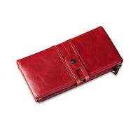 FANDARE Billetera con RFID Carteras para Mujer Monederos Hombre Bolso de Mano Billetera de Cuero Plegable Monedero Cartera Tarjeta de Crédito para Fiesta, Viaje Rojo