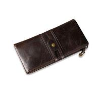 FANDARE Billetera con RFID Carteras para Mujer Monederos Hombre Bolso de Mano Billetera de Cuero Plegable Monedero Cartera Tarjeta de Crédito para Fiesta, Viaje Marron Oscuro