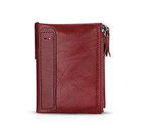 FANDARE Billetera con RFID Hombre Cartera para Mujer Estilo Plegable Monedero Billetera de Cuero con Bolsillo para Monedas y Crédito Tarjetas Ranuras para Identificación Tarjetas Crédito Rojo