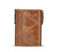 FANDARE Billetera con RFID Hombre Cartera para Mujer Estilo Plegable Monedero Billetera de Cuero con Bolsillo para Monedas y Crédito Tarjetas Ranuras para Identificación Tarjetas Crédito Caqui