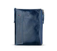 FANDARE Billetera con RFID Hombre Cartera para Mujer Estilo Plegable Monedero Billetera de Cuero con Bolsillo para Monedas y Crédito Tarjetas Ranuras para Identificación Tarjetas Crédito Azul