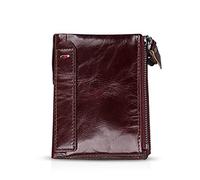 FANDARE Billetera con RFID Hombre Cartera para Mujer Estilo Plegable Monedero Billetera de Cuero con Bolsillo para Monedas y Crédito Tarjetas Ranuras para Identificación Tarjetas Crédito Rojo Marrón