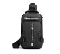FANDARE Bolsa Cruzada Bolsa de Pecho Bolso de Hombro Hombre Bolso Hombro Bolsa de Pecho on Puerto de Carga USB Mochila de Viaje Bandoleras Bolso de Bandolera Escolar Sling Bag Negro