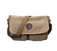 FANDARE Bolsa de Mensajero Bolso de Lona Bolsos Bandolera Unisex Adulto Bolsos Maletín Messenger Bag para el Trabajo la Escuela 7.9 Pulgadas Bolsa de Tablet Caqui