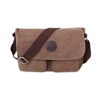 FANDARE Bolsa de Mensajero Bolso de Lona Bolsos Bandolera Unisex Adulto Bolsos Maletín Messenger Bag para el Trabajo la Escuela 7.9 Pulgadas Bolsa de iPad Marrón