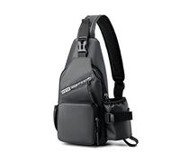 FANDARE Bolsa de Pecho Bolso Hombro Bolsa Cruzada Bolsos Bandolera con Botellas de Agua tasca Hombres Sling Bag para Ciclismo Escolar Viaje Senderismo Crossbody Bag Impermeable Nailon Gris