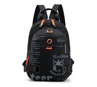 FANDARE Bolsa de Pecho Bolsos Cruzados Mochila Bolsa de Escuela Bolso Hombro Mujer Bolsos Bandolera Cruzada Sling Bag Viaje con Orificio para Auriculares & Correa de Hombro desmontableNegro