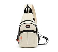 FANDARE Bolsa de Pecho Bolsos Cruzados Mochila Bolsa de Escuela Bolso Hombro Mujer Riñoneras Bolsa Cruzada Bolsos Bandolera Hombres Sling Bag para Ciclismo Escolar Viaje Senderismo Gris Blanco
