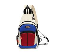 FANDARE Bolsa de Pecho Bolsos Cruzados Mochila Bolsa de Escuela Bolso Hombro Mujer Riñoneras Bolsa Cruzada Bolsos Bandolera Hombres Sling Bag para Ciclismo Escolar Viaje SenderismoBlanco Azul